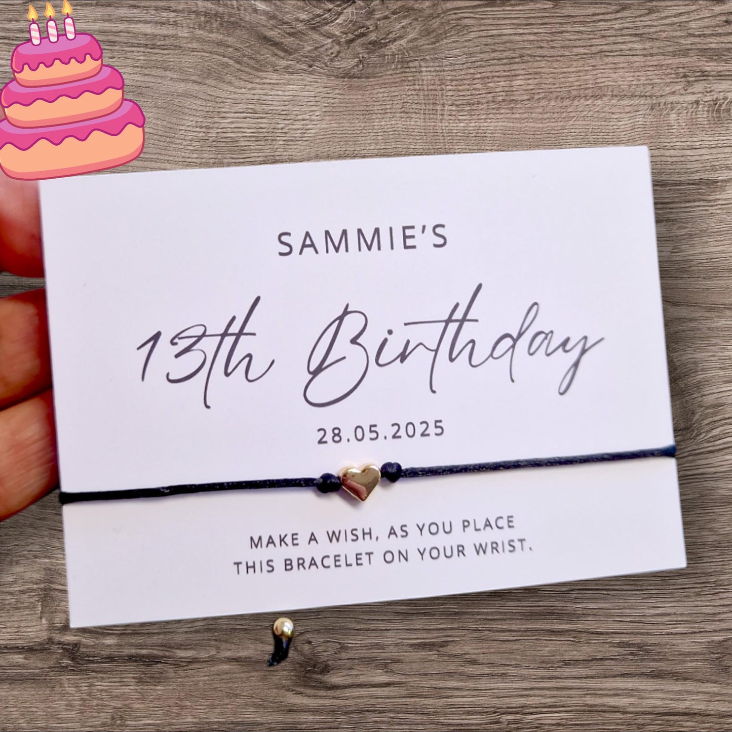 Birthday Wish Bracelet, string, Personalised Calligraphy Party Favour