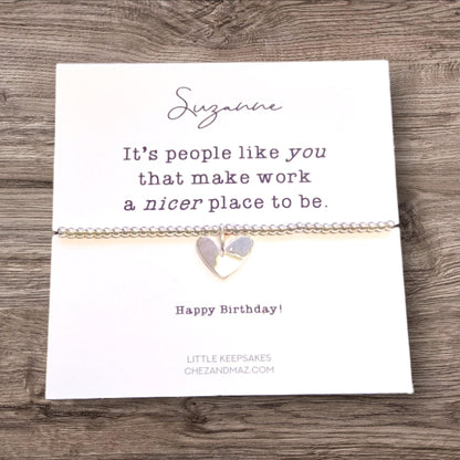 Personalised It's people like you that make work a nicer place | Work Friend I Silver Plated Charm Bracelet I Colleague Gift I Birthday JU10