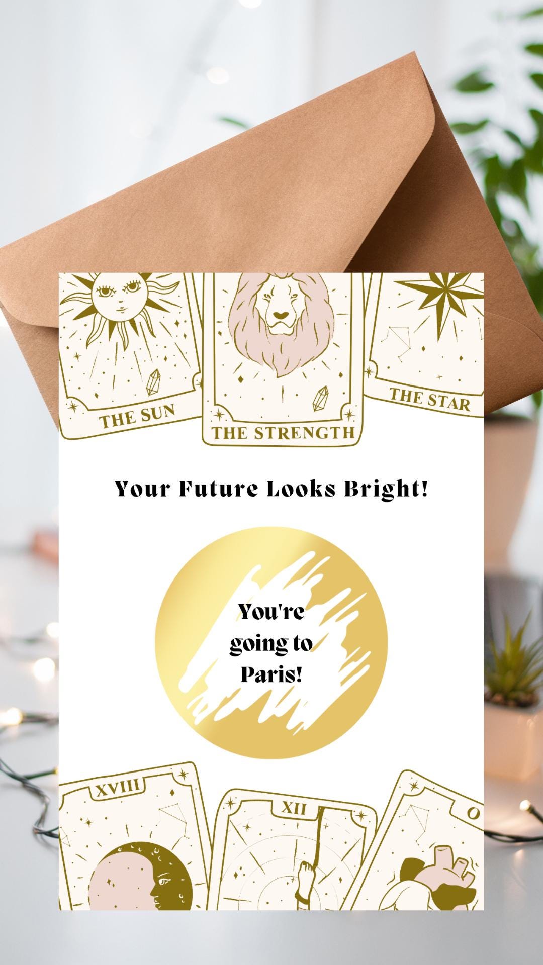 Personalised Your Future Looks Bright Scratch To Reveal Voucher -Tarot Cards - Birthday Surprise Scratch Card, sc78