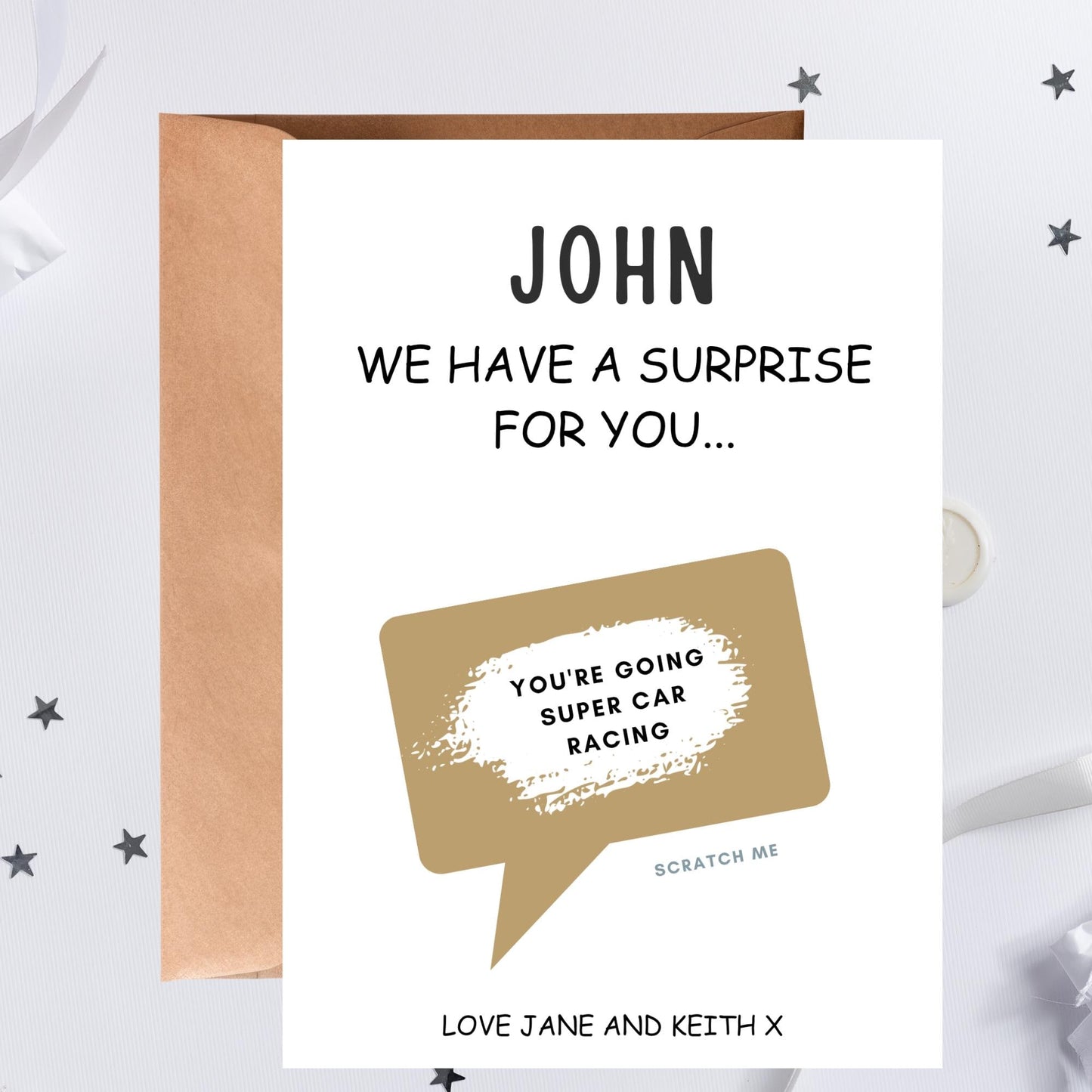 Personalised Birthday, Christmas Surprise Scratch Off Card: Holiday Reveal, Surprise Gift