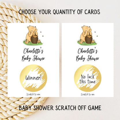 Baby Shower Game Winnie The Pooh Baby Shower Scratch Off Game: Personalised Card Set