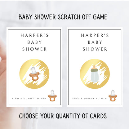 Baby Shower Scratch Off Game: Gender Neutral Cards, Find the dummy, Personalised