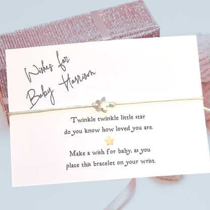 Twinkle Star Wish Bracelet: Personalised, Baby Shower Favour, Mummy To Be Gift