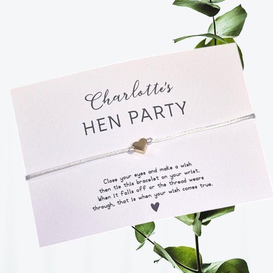 Personalized Hen Party Wish Bracelet: Silver Heart Charm