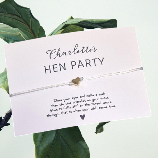 Personalized Hen Party Wish Bracelet: Silver Heart Charm