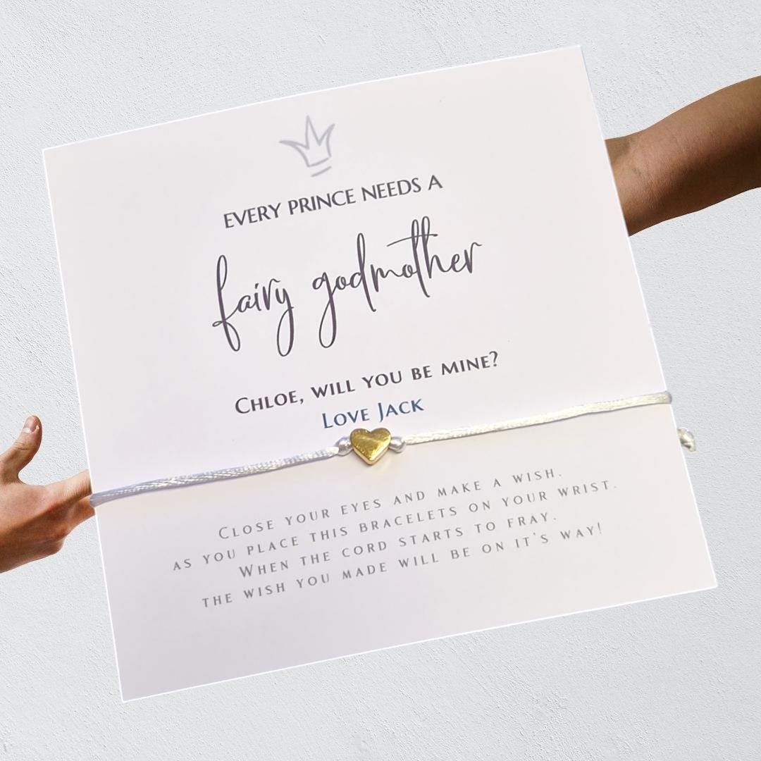 Personalised Fairy Godmother Proposal Card: Wish Bracelet Christening Gift