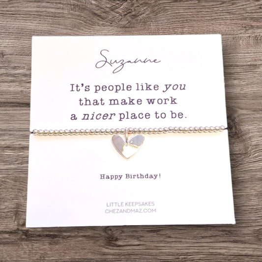 Personalised It's people like you that make work a nicer place | Work Friend I Silver Plated Charm Bracelet I Colleague Gift I Birthday JU10