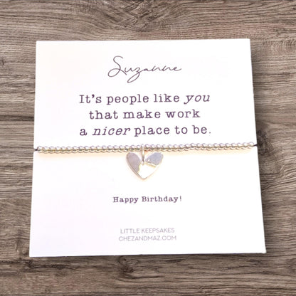 Personalised It's people like you that make work a nicer place | Work Friend I Silver Plated Charm Bracelet I Colleague Gift I Birthday JU10