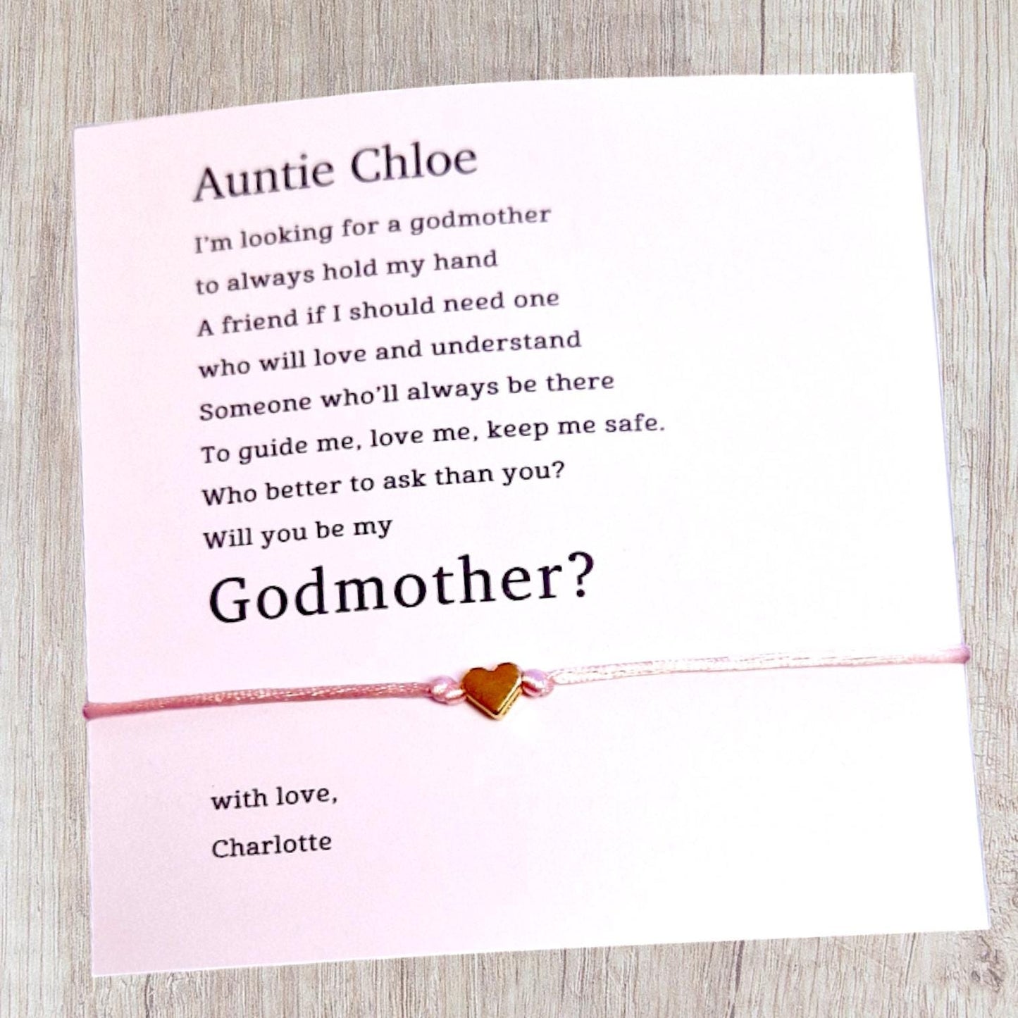 Personalised Will you be my Godmother I Guide Mother Godparent Proposal  I Wish Bracelet I Ask Godmother I Fairy  GM23