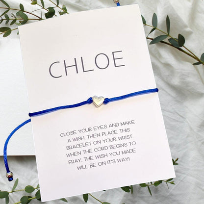 Wish Bracelet – Custom Name Charm, Minimalist Gift, Party Favour, Friendship, Personalised Bracelet, Bridesmaid Gift, Adjustable Cord