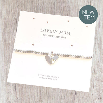 Lovely Mum, Birthday, Christmas Mothera Day Plated Heart Charm Bracelet