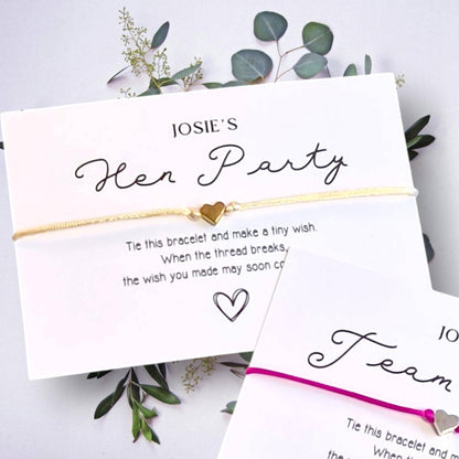 Pack of 10 Hen Party I Team Bride I Bride Squad IWish Bracelets I Personalised I Goodie Bag Filler I Hen Weekend I Hen Do I FF7