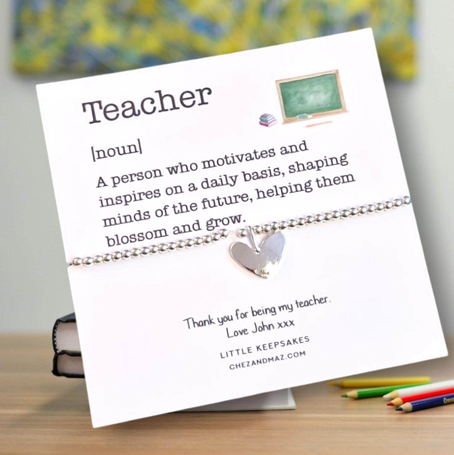 Teacher thank you Personalized Silver Beaded Teacher Bracelet | Thank You Gift,  end of year, term