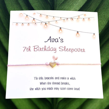Sleepover Birthday - Lights - Wish String Charm Bracelet - Party bag filler - Personalised - Any age - Slumber Party 801