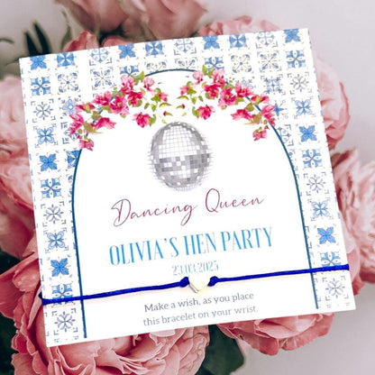Personalised Dancing Queen Wish Bracelet: Greek Hen Party Favour - Mamma Mia - Abba