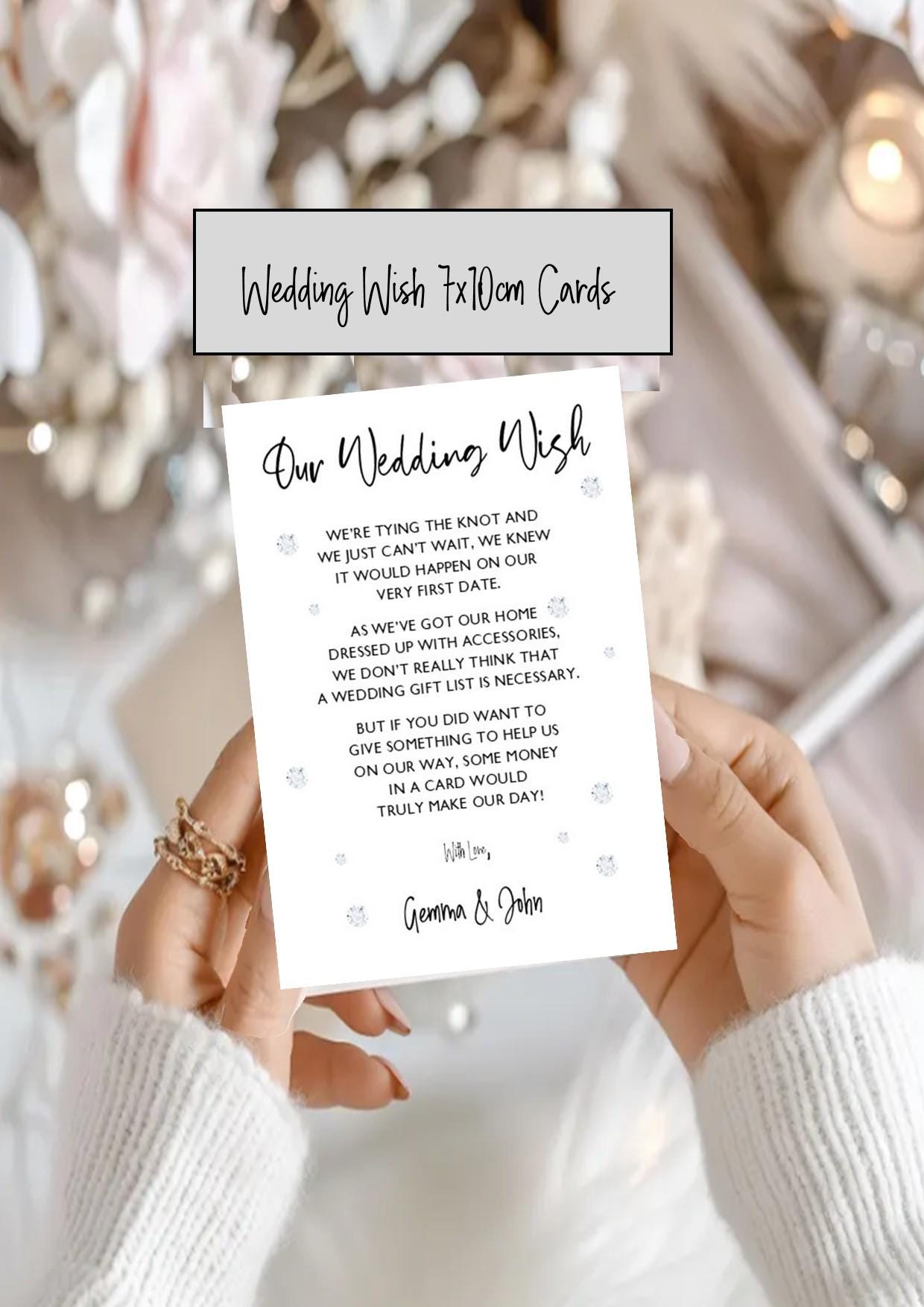 Personalised Gifts Card Insert Template, Modern Minimalist Wedding Invitation Monetary Gift Request Enclosure Wedding Wish I poem I  wed4