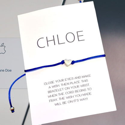 Wish Bracelet – Custom Name Charm, Minimalist Gift, Party Favour, Friendship, Personalised Bracelet, Bridesmaid Gift, Adjustable Cord