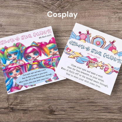 Cosplay Design Hen Party I Birthday - Wish string charm bracelet - Goodie bag filler - Personalised - Hen Do - Birthday Party gf1