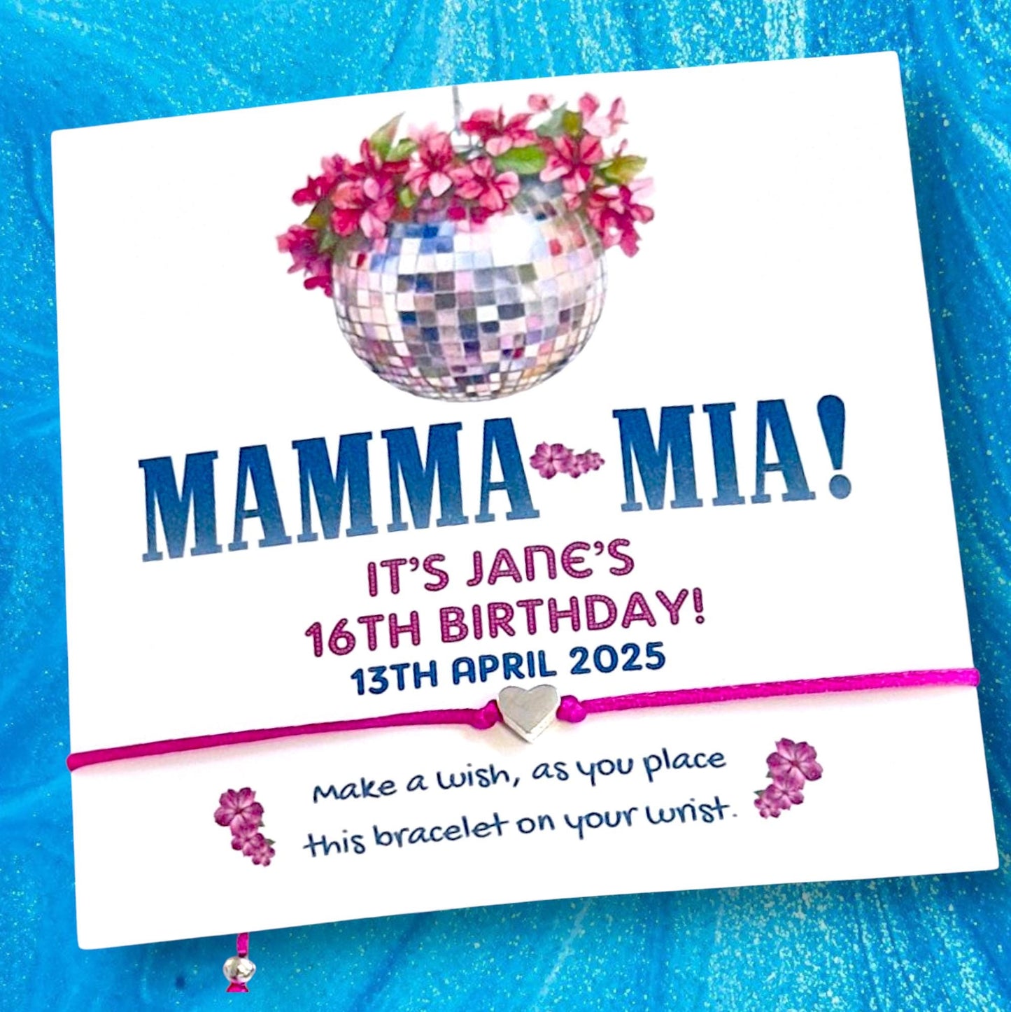 Mamma Mia Movie Film I Glitter Ball I  ABBA Inspired Personalised Wish Bracelets - Birthday - Hen Do - Last Dance - Dancing Queen