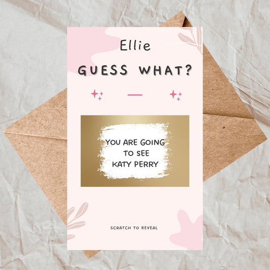 Scratch off Card Guess What Surprise Reveal Scratch Card, Holiday Reveal, Concert Tickets Reveal, Birthday, Pregnancy Surprise Card sc125