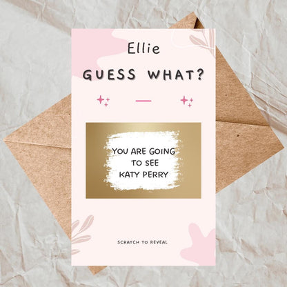 Scratch off Card Guess What Surprise Reveal Scratch Card, Holiday Reveal, Concert Tickets Reveal, Birthday, Pregnancy Surprise Card sc125
