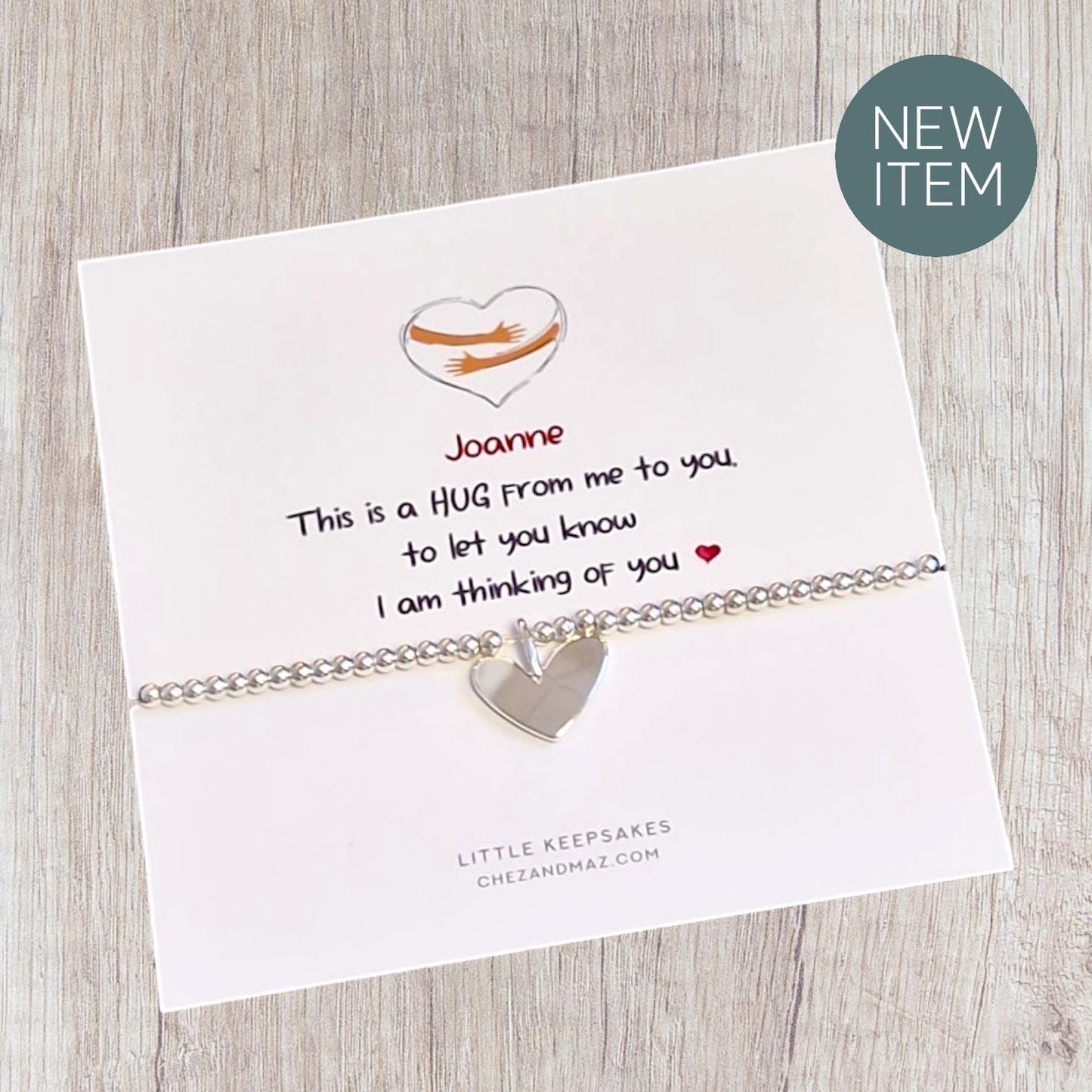 Hug from me to you - Silver Plated Heart Charm Bracelet: Thinking of You Gift