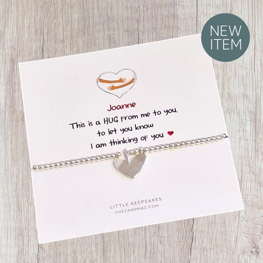 Hug from me to you - Silver Plated Heart Charm Bracelet: Thinking of You Gift