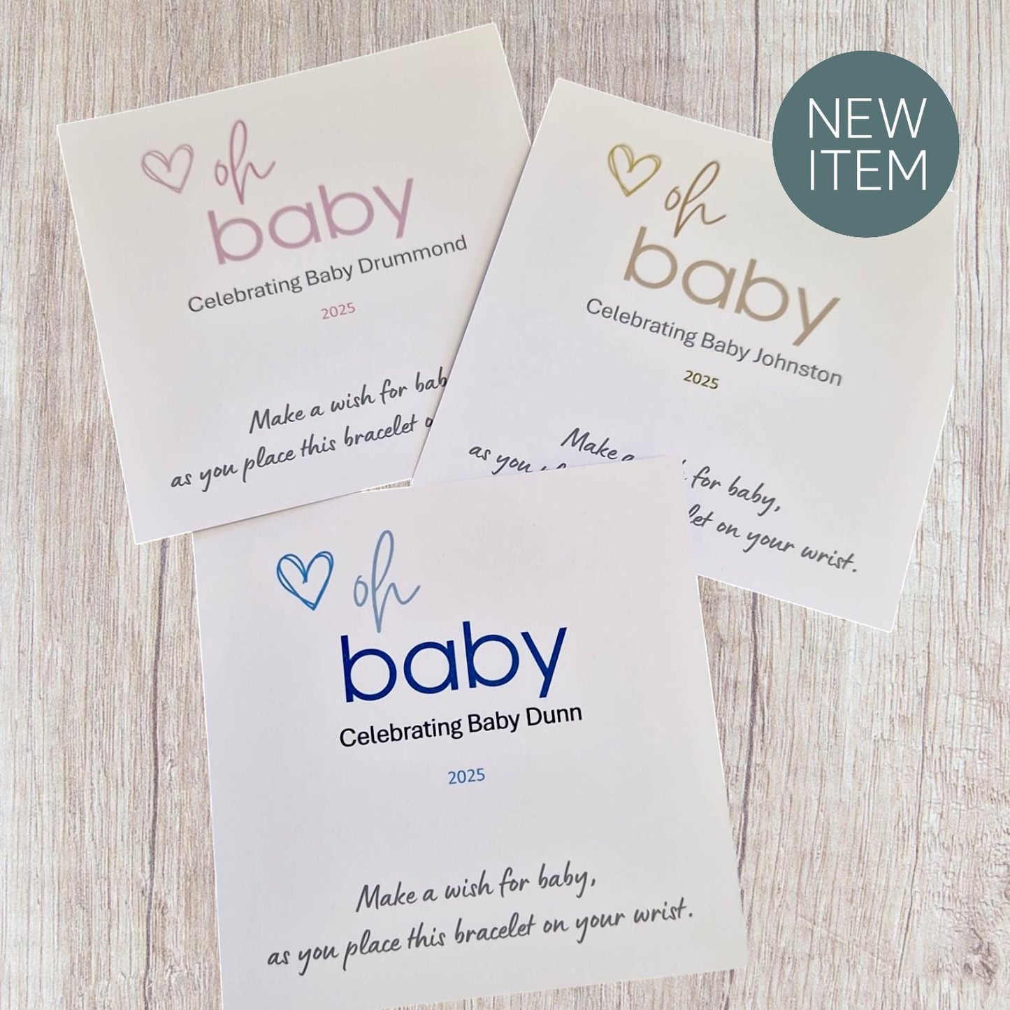 Personalised Baby Shower Wish Bracelet: Gender Neutral Charm - Oh Baby - Guest Gift