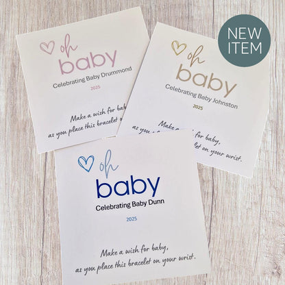 Personalised Baby Shower Wish Bracelet: Gender Neutral Charm - Oh Baby - Guest Gift