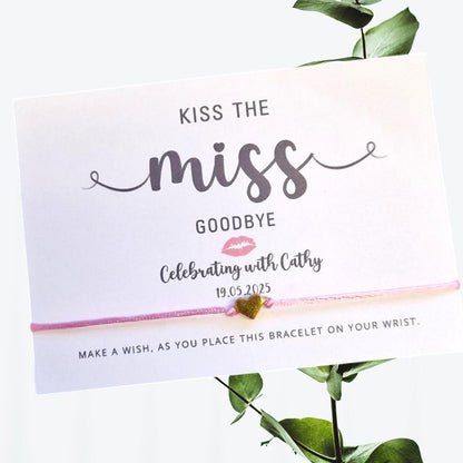 Kiss the Miss Goodbye Hen Party I Team Bride I Bride Squad I Wish Bracelets I Personalised I Goodie Bag Filler I Hen Weekend I Hen Do I K1