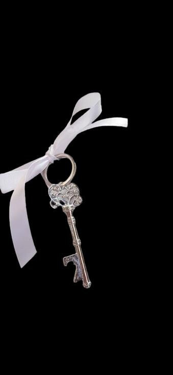Personalised Wedding favours I Key Bottle Opener I Gift Tag and Ribbon I Guest Gift I love is the key I Metal Key I Thank you TYP1