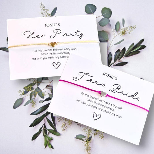 Pack of 10 Hen Party I Team Bride I Bride Squad IWish Bracelets I Personalised I Goodie Bag Filler I Hen Weekend I Hen Do I FF7