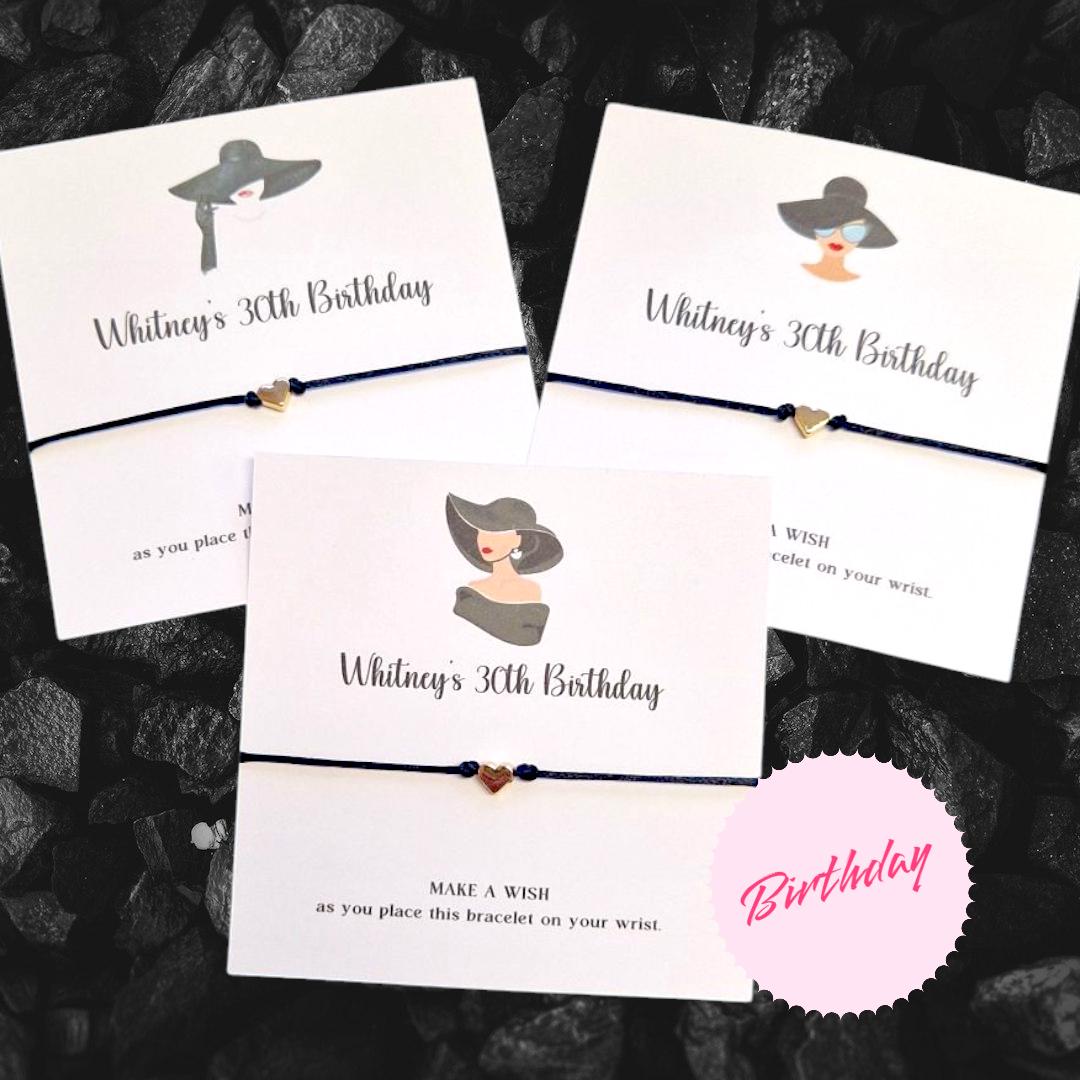 Classy Lady Birthday Wish String Charm Bracelet - Party Goodie Bag Filler - Personalised - Any Age - Birthday Weekend - Celebration- YY7