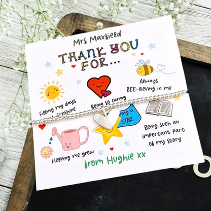 Personalised Thank You Gift Teacher/Nursery I Mentor I Lecturer  | TA | Childminder | Silver Plated | Charm Bracelet I Christmas Te45