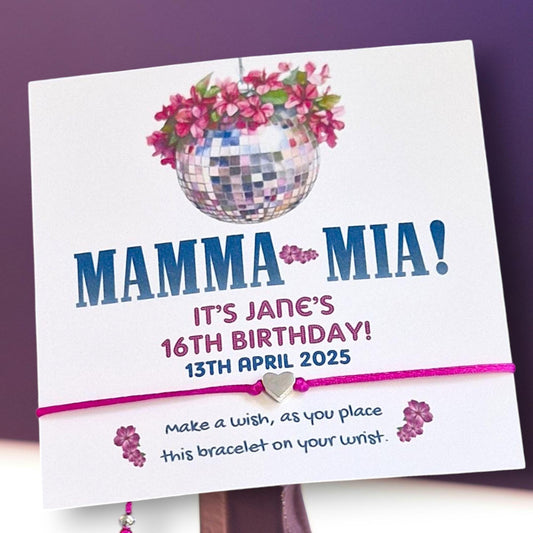Mamma Mia Movie Film I Glitter Ball I  ABBA Inspired Personalised Wish Bracelets - Birthday - Hen Do - Last Dance - Dancing Queen