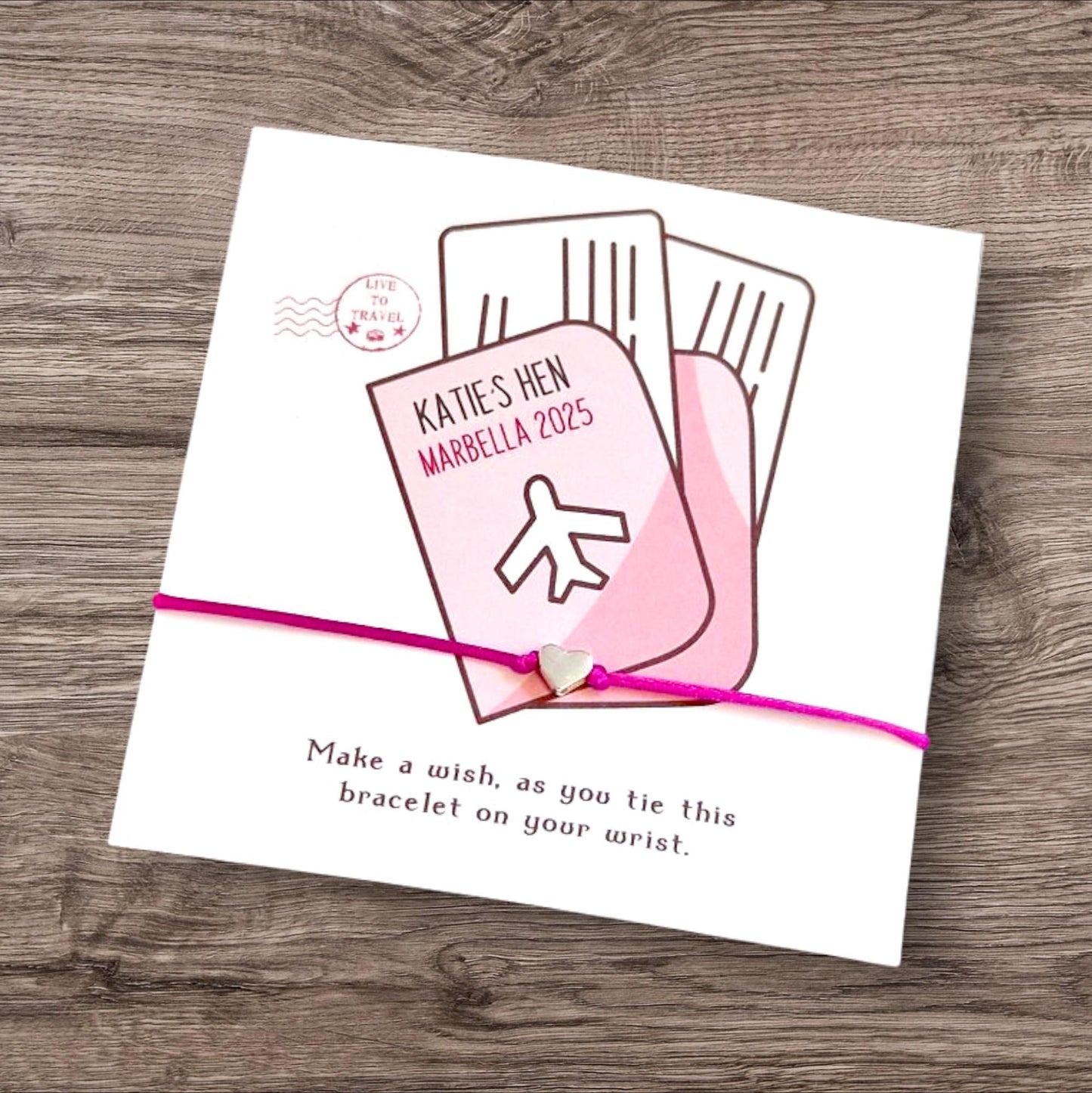 Hen Party Passport Personalised Wish Bracelets - Hen Holiday - Travel - Aeroplane - Abroad - Hen Weekend - Girls Weekend- Hen Do- TR3