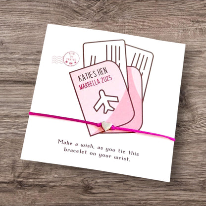 Hen Party Passport Personalised Wish Bracelets - Hen Holiday - Travel - Aeroplane - Abroad - Hen Weekend - Girls Weekend- Hen Do- TR3