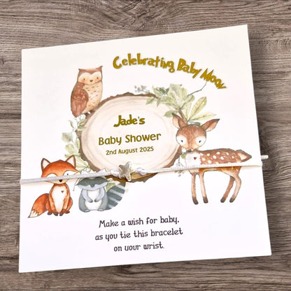 Woodland Animals  - Personalised Baby Shower Wish Bracelet I Woodland Animals I  Mummy to Be, Personalised Gift - Woodland Animals pt6