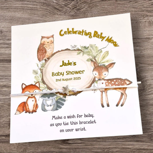 Woodland Animals  - Personalised Baby Shower Wish Bracelet I Woodland Animals I  Mummy to Be, Personalised Gift - Woodland Animals pt6