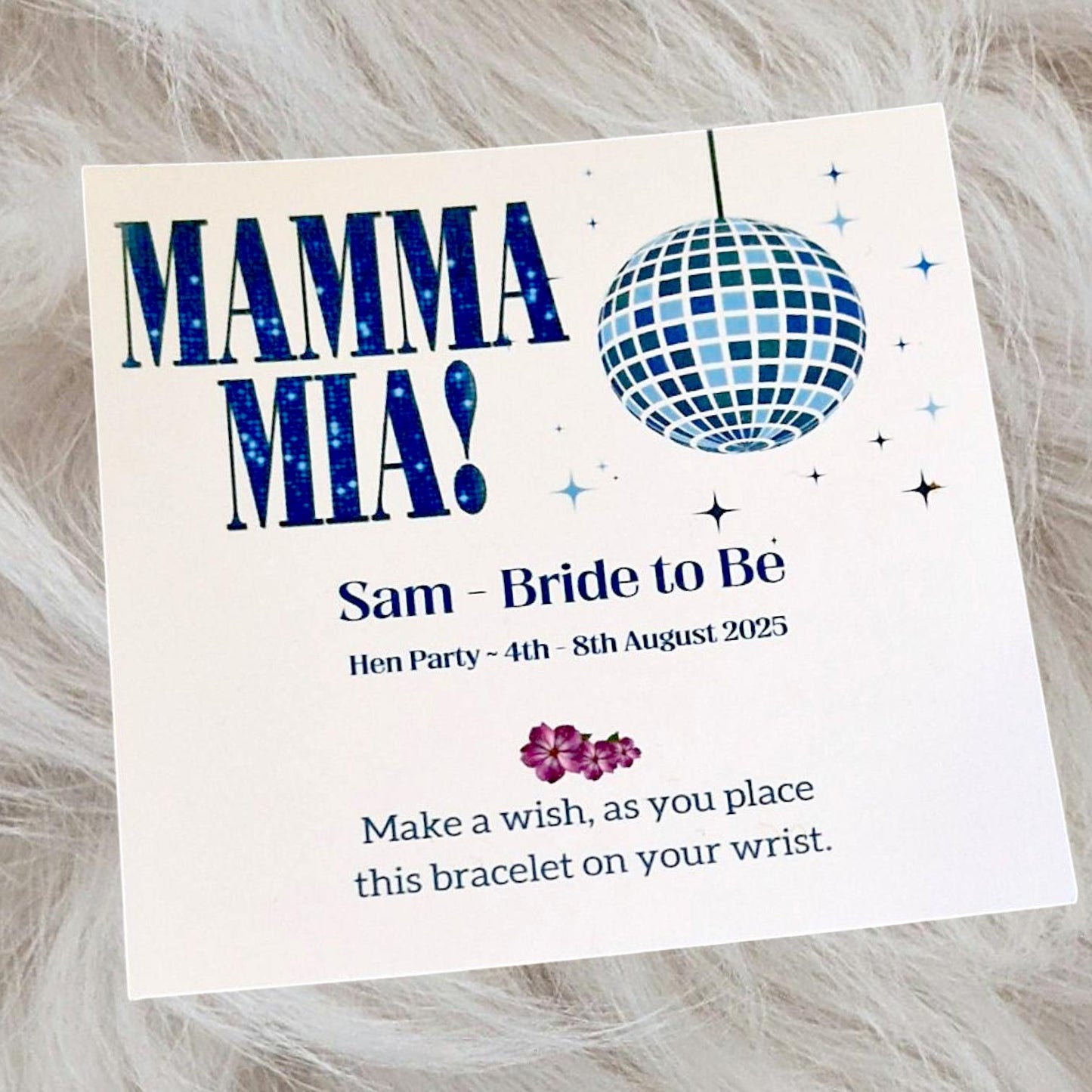 Mamma Mia Hen Party & Birthday Wish Bracelet – Personalised ABBA Dance Favour, Bridesmaid Gift, Bachelorette and Birthday Keepsake