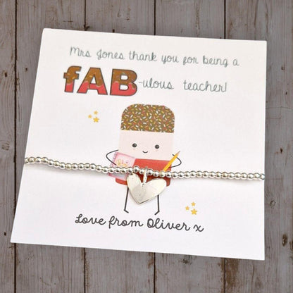 Thank you for being a  FAB-ulous Teacher I  Teacher Gift I End of year gift I Thank you Nursery I Personalised I Funny, Charm Bracelet