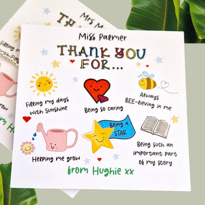 Personalised Thank You Gift Teacher/Nursery I Mentor I Lecturer  | TA | Childminder | Silver Plated | Charm Bracelet I Christmas Te45