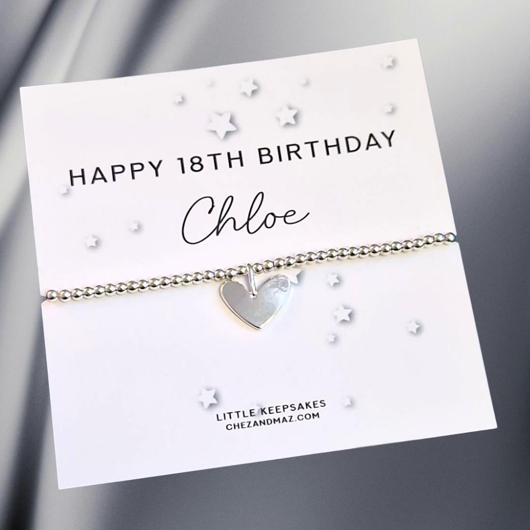 Happy 18th Birthday, Personalised, 18, Eighteen, Silver Plated Charm Bracelet & Silver Coloured Charm, 18th Birthday Keepsake- M6