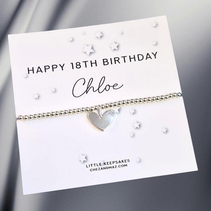 Happy 18th Birthday, Personalised, 18, Eighteen, Silver Plated Charm Bracelet & Silver Coloured Charm, 18th Birthday Keepsake- M6