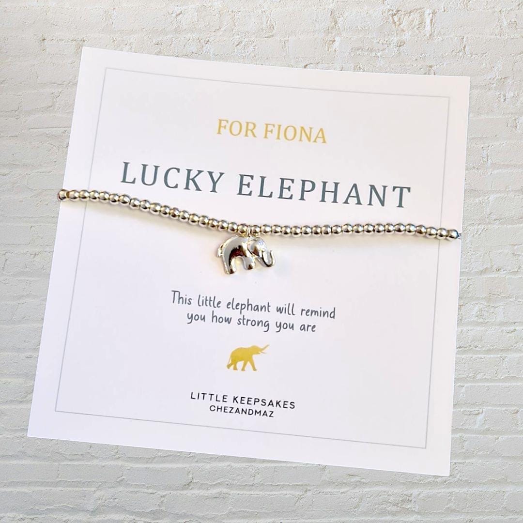 Lucky Elephant Silver Plated Charm Bracelet: Friendship Gift