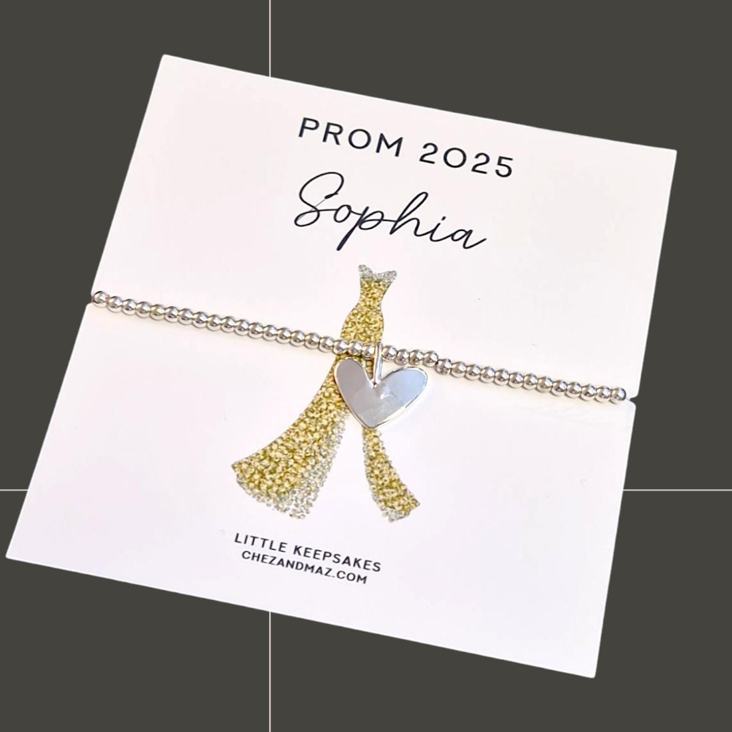 Personalised Prom Night Dress Design - School Prom 2025 - Charm Bracelet - School Leavers - Class of 2025 - School Leavers Gift - Prom1