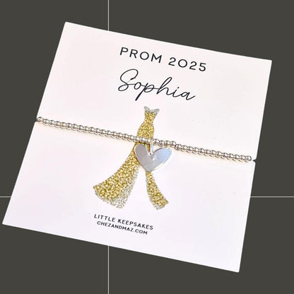 Personalised Prom Night Dress Design - School Prom 2025 - Charm Bracelet - School Leavers - Class of 2025 - School Leavers Gift - Prom1