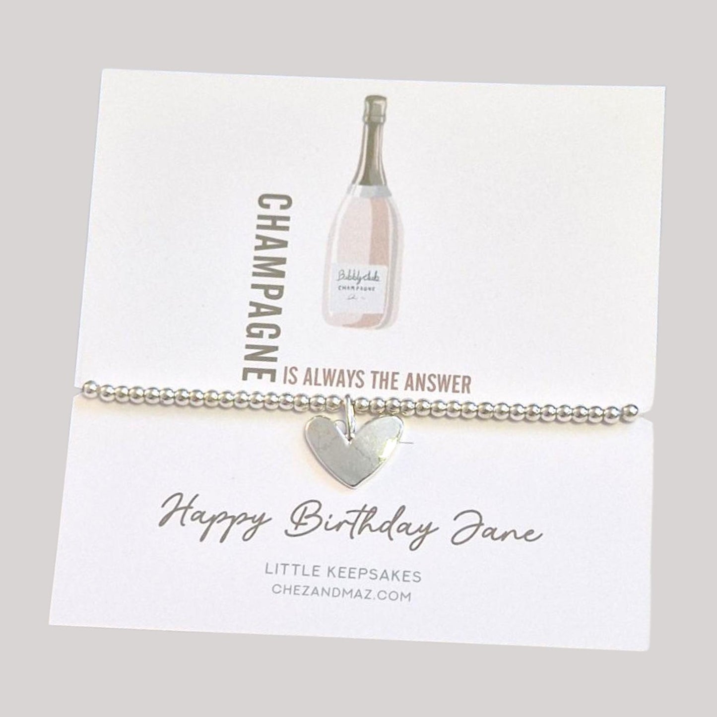 Champagne Charm Bracelet: Silver Plated Birthday Gift