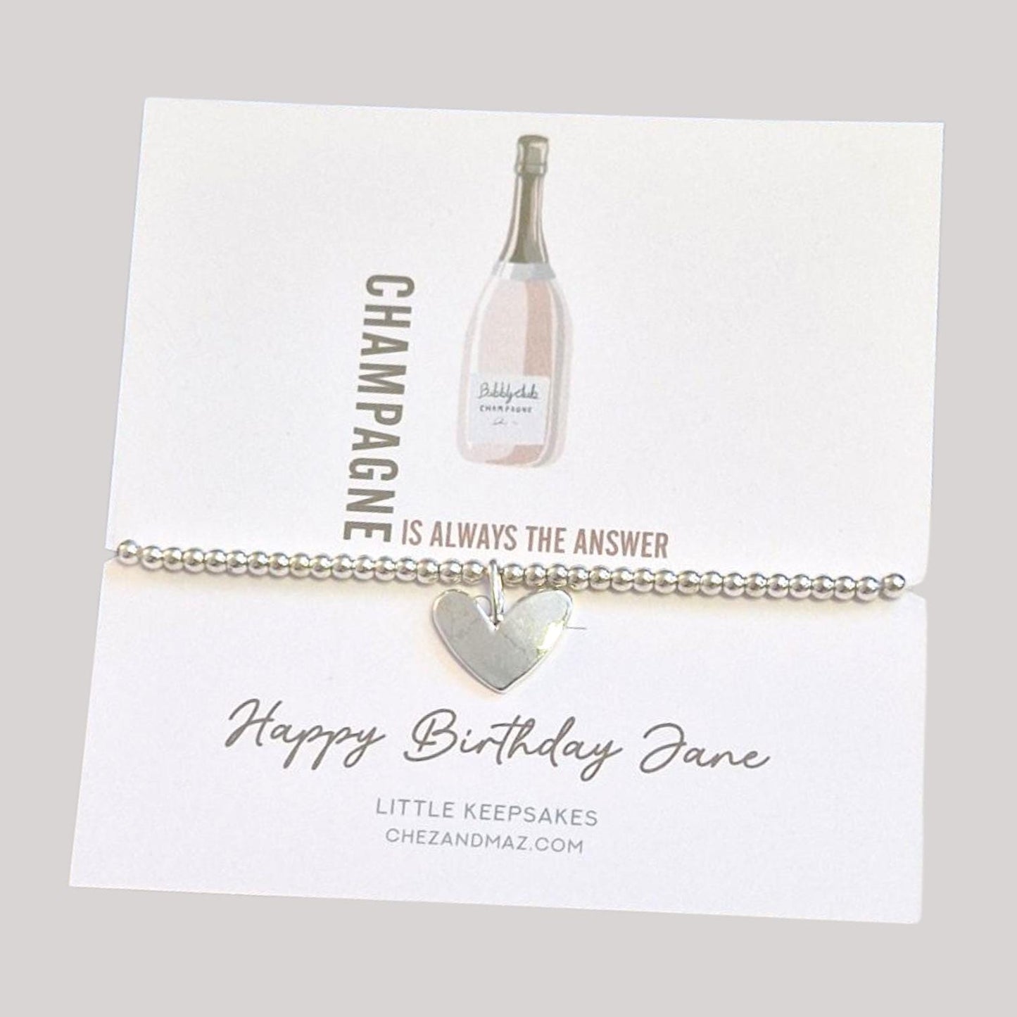 Champagne Charm Bracelet: Silver Plated Birthday Gift