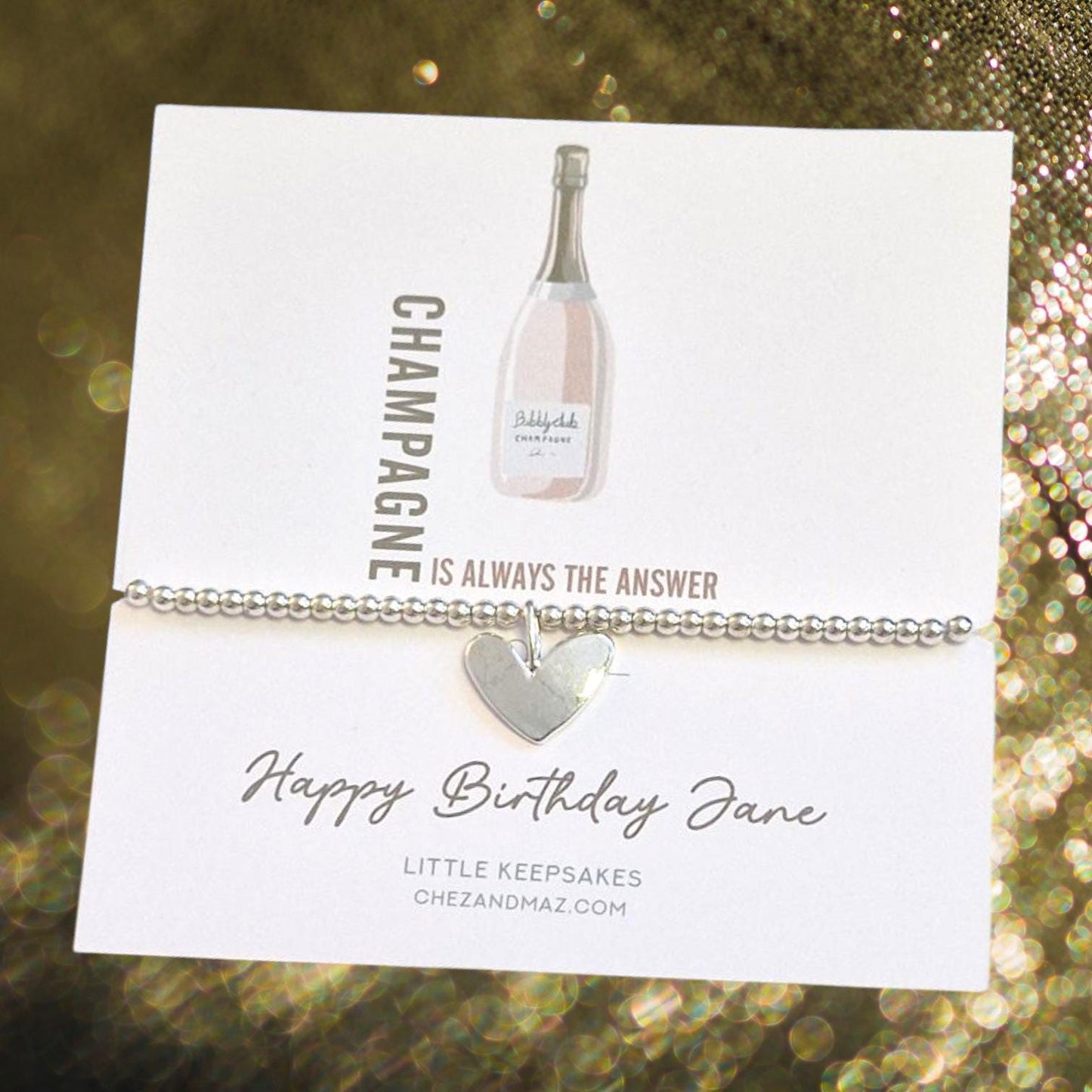 Champagne Charm Bracelet: Silver Plated Birthday Gift